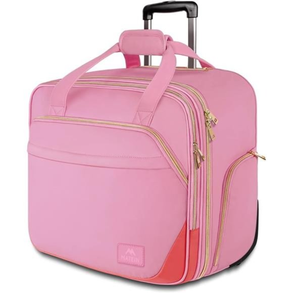 Rolling Briefcase for Women, Large Rolling Laptop Bag with Wheels Fits 17 Inch